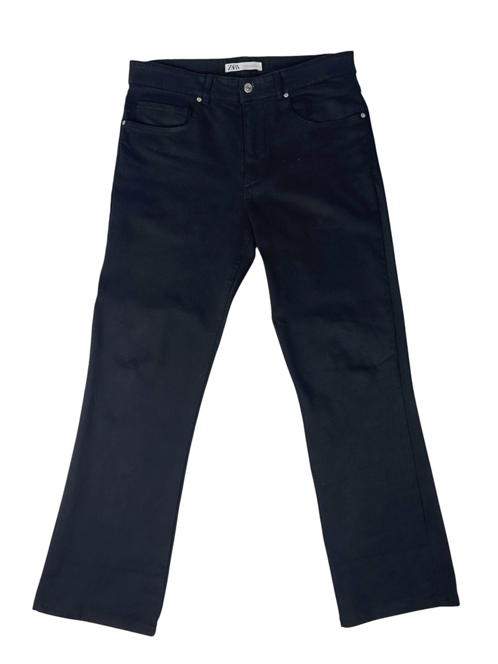 ZARA Mens Straight Leg Flare Jeans Black Size 32